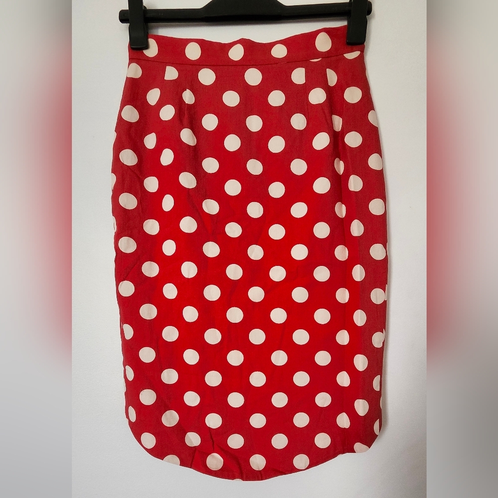 Corey Lynn Calter Red and White Pencil Skirt Knee-Length.